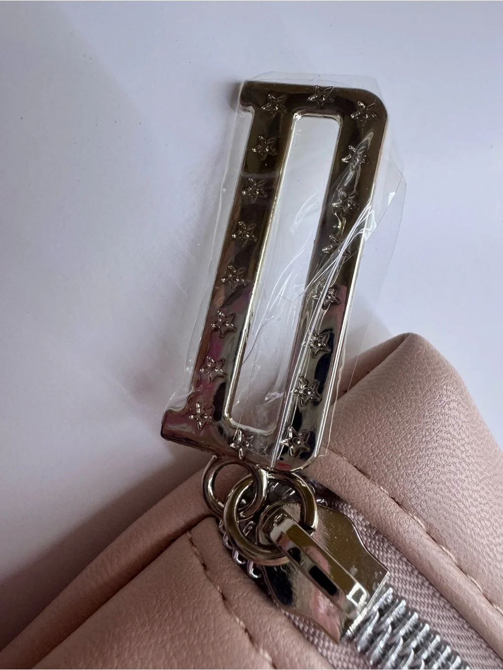 Dior Blush Pink Cosmetic Pouch with Gold Beaded Logo
